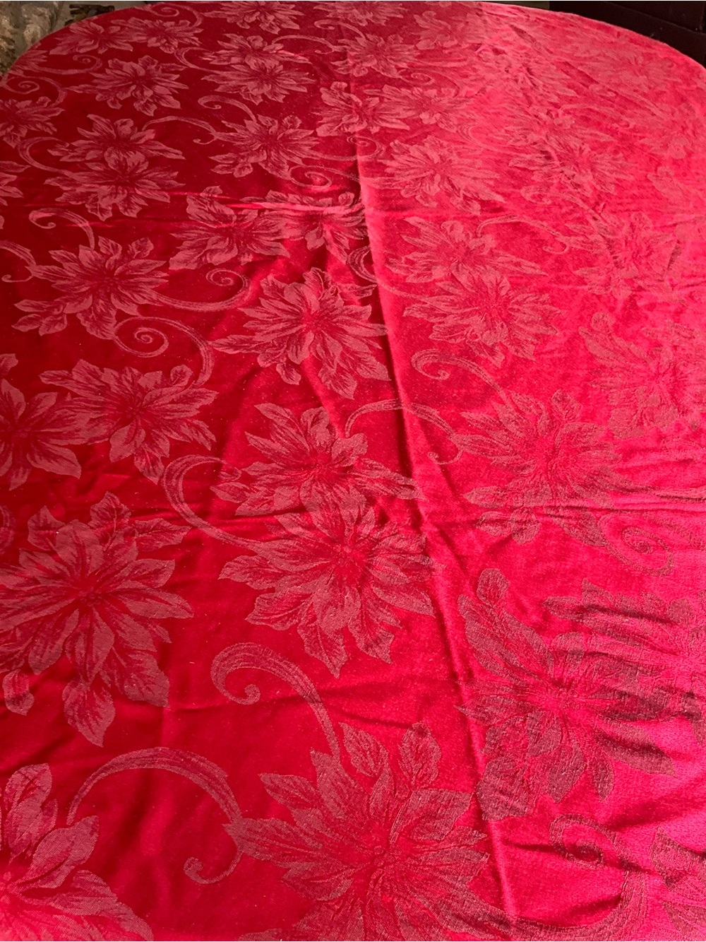 St. Nicholas Square Round Red Floral Tablecloth Cotton Polyester Machine Wash